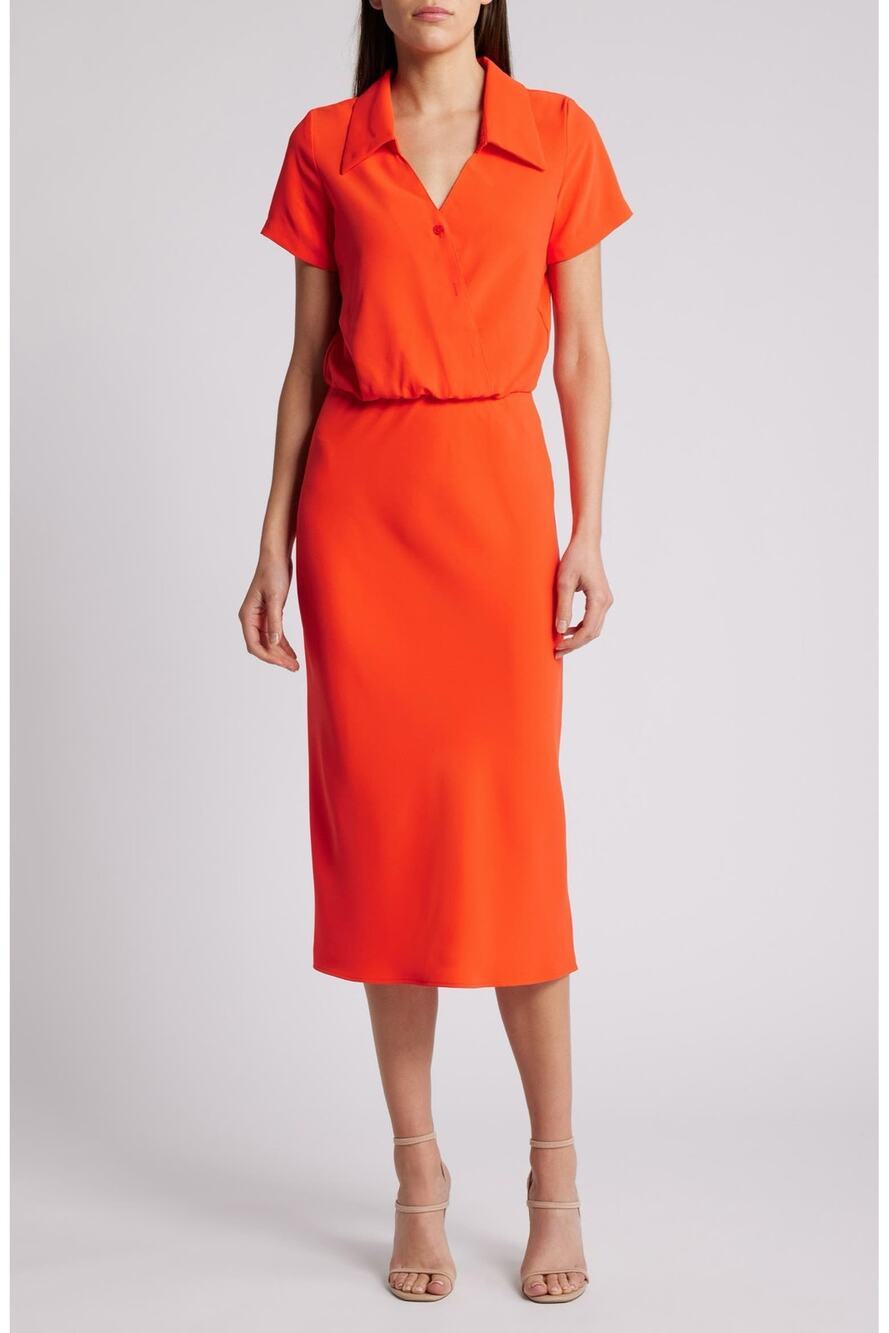 NWT Amanda Uprichard Reya Satin Shirtdress Serrano Poppy Red Orange XS 0 2